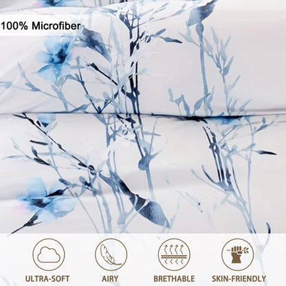 Soft Floral Leaf Duvet Cover Set