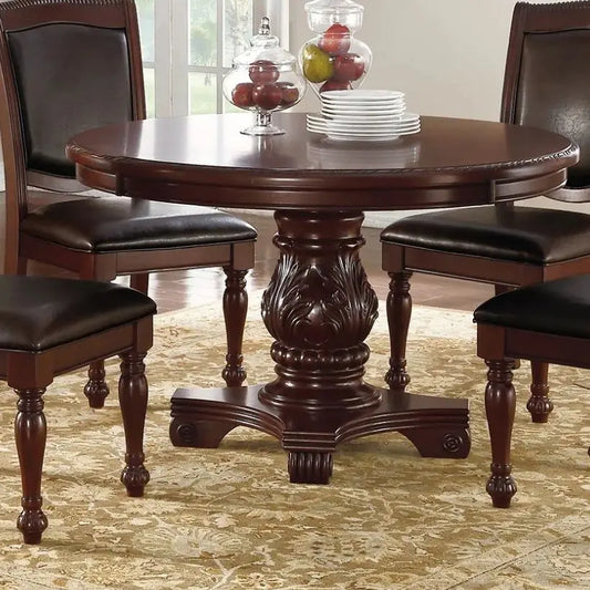 Classic 5-Piece Round Wooden Dining Table Set with 4 Side Chairs