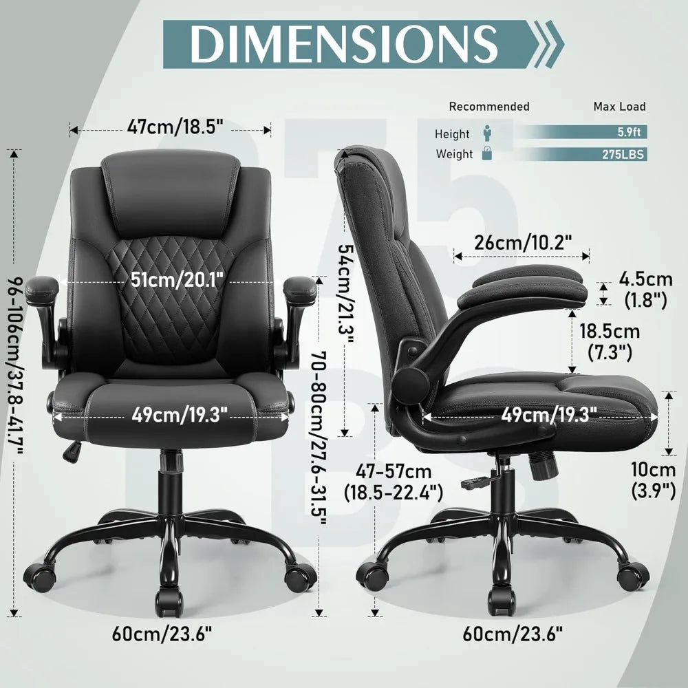 Leather Office Chair Ergonomic Swivel Wheels