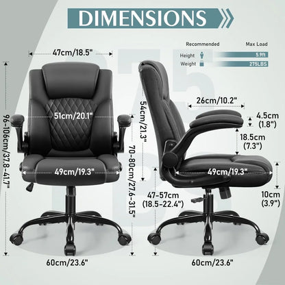 Leather Office Chair Ergonomic Swivel Wheels