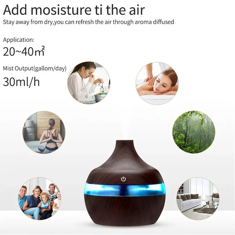 Ultrasonic Wood Grain Aroma Air Diffuser