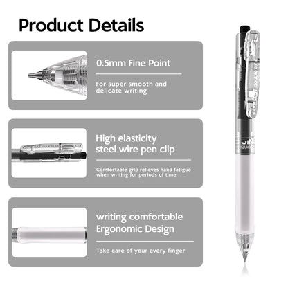 12-Pack Retractable Ultra-Fine Gel Pens