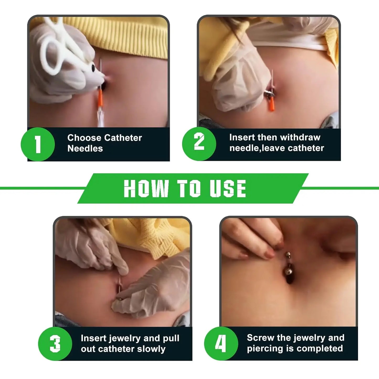 Professional Catheter Body Piercing Needles Set