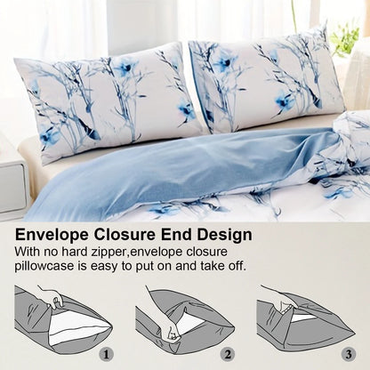 Soft Floral Leaf Duvet Cover Set