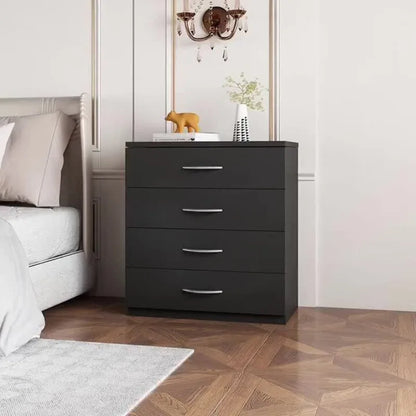 4-Drawer Black Chest Bedroom Dresser Storage