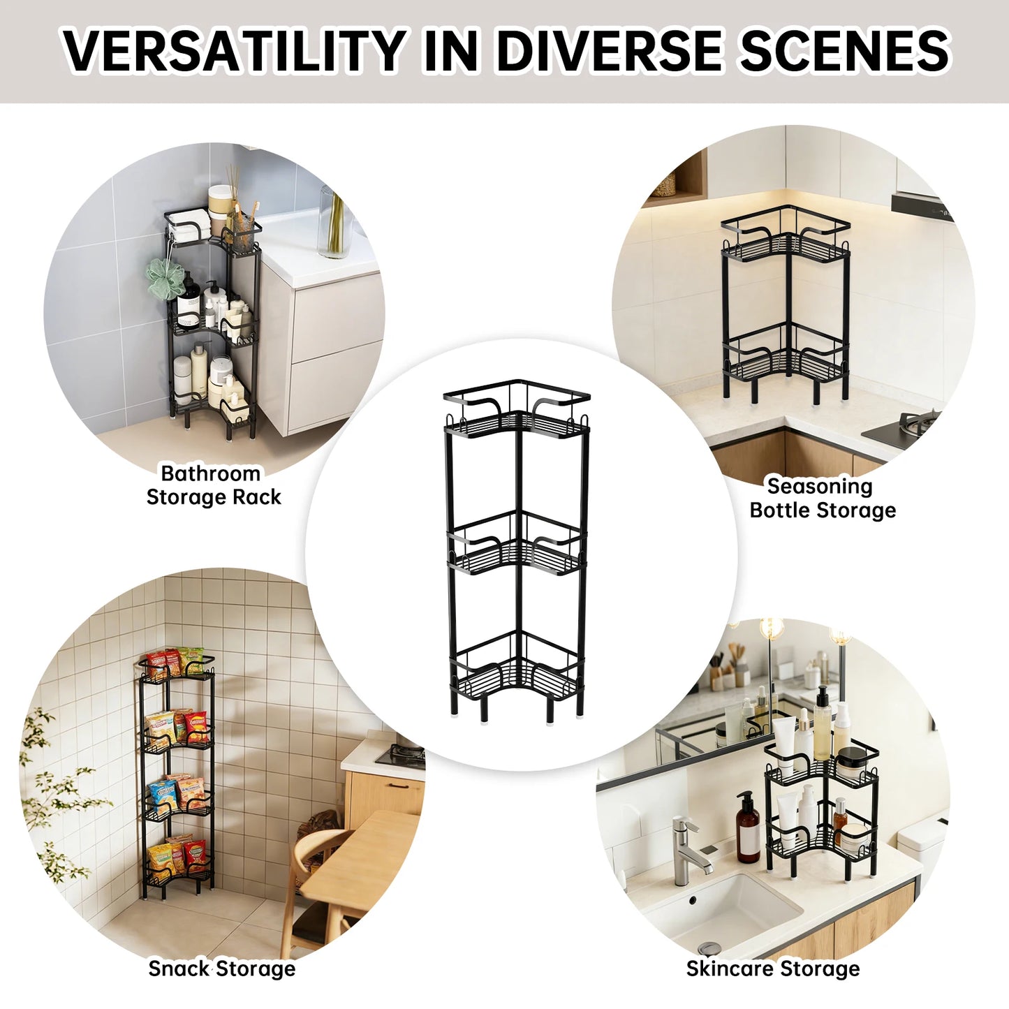 Freestanding Multi-Tier Bathroom Corner Storage Shelf
