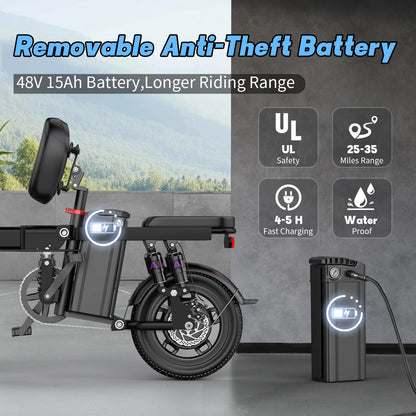 750W Folding Electric Bike Adult Commuter