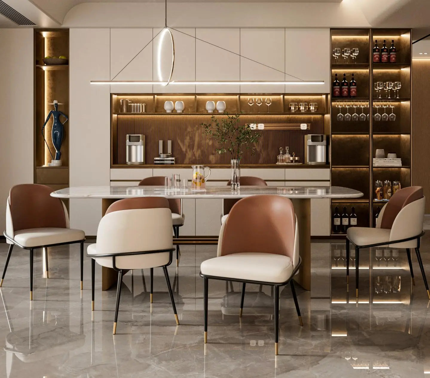 Luxurious Microfiber Silicone Leather Upholstered Dining Chairs
