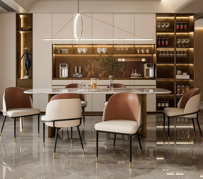 Luxurious Microfiber Silicone Leather Upholstered Dining Chairs