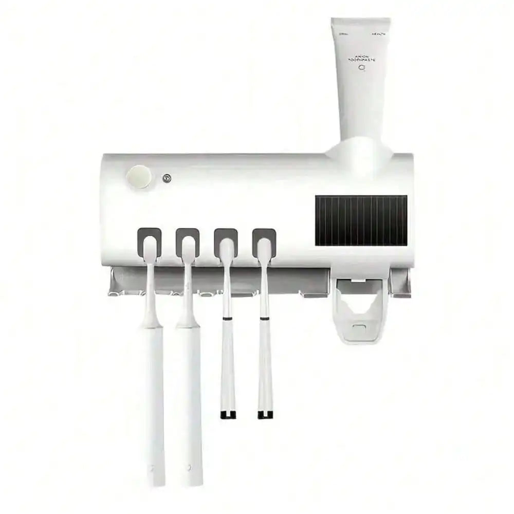 Wall-Mounted Smart Toothbrush Sanitizer – No-Drill Automatic Toothpaste Dispenser