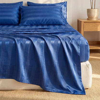 Elegant Striped Satin Sheet and Pillowcase Set