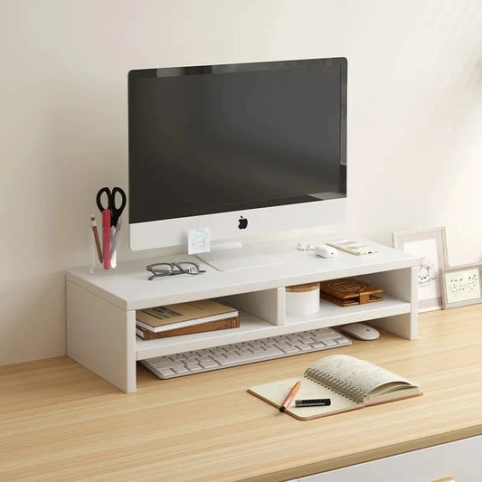 Ergonomic Wood Monitor Riser & Desk Organizer