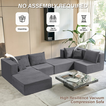 Large Modular Corduroy Sectional Sofa Sleeper Set