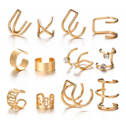 Gold Stainless Steel Clip-On Ear Cuffs