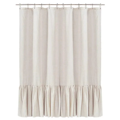 Farmhouse Linen Ruffle Shower Curtain Set