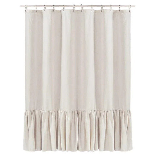 Farmhouse Linen Ruffle Shower Curtain Set