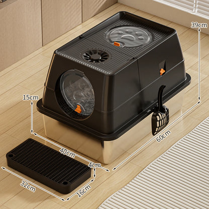 Stainless Steel Enclosed Cat Litter Box with Lid