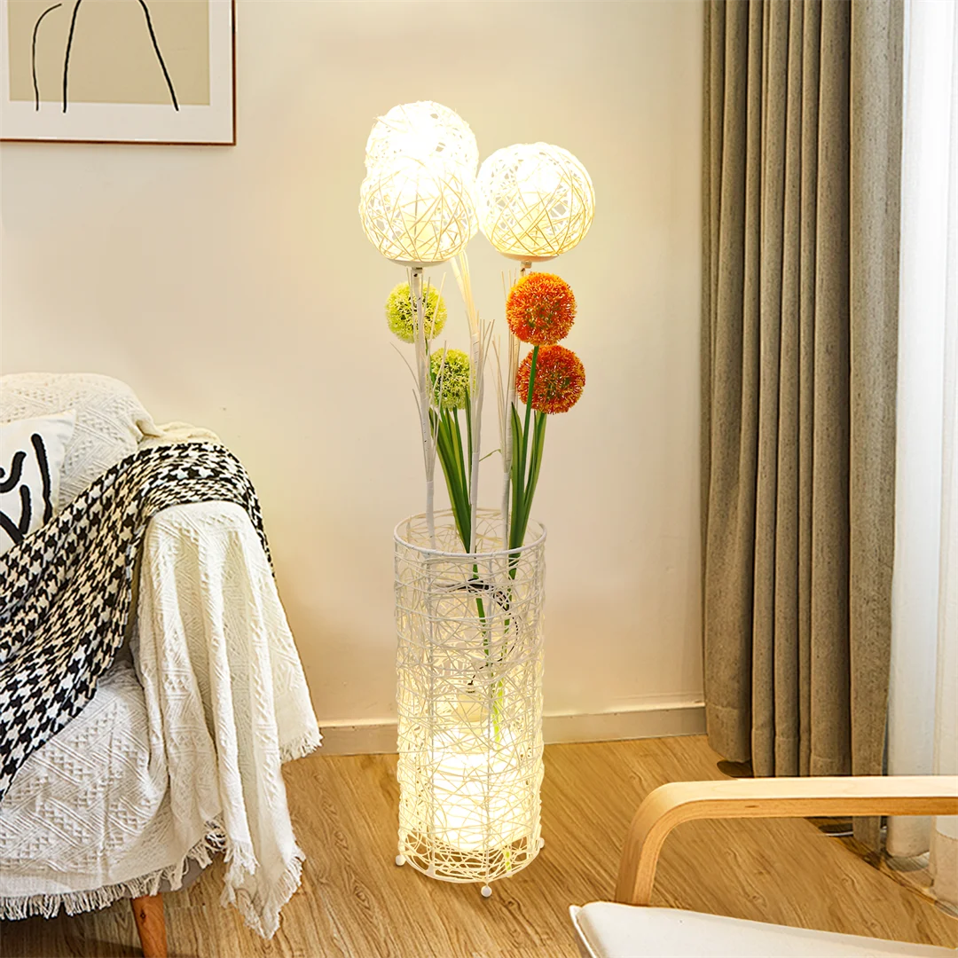 LUVODI Modern Rattan Tall Standing Floor Lamp