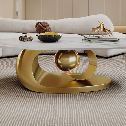 Luxury Oval Faux Marble Coffee Table