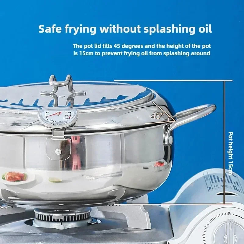 Multifunctional Deep Fryer with Thermometer & Rack