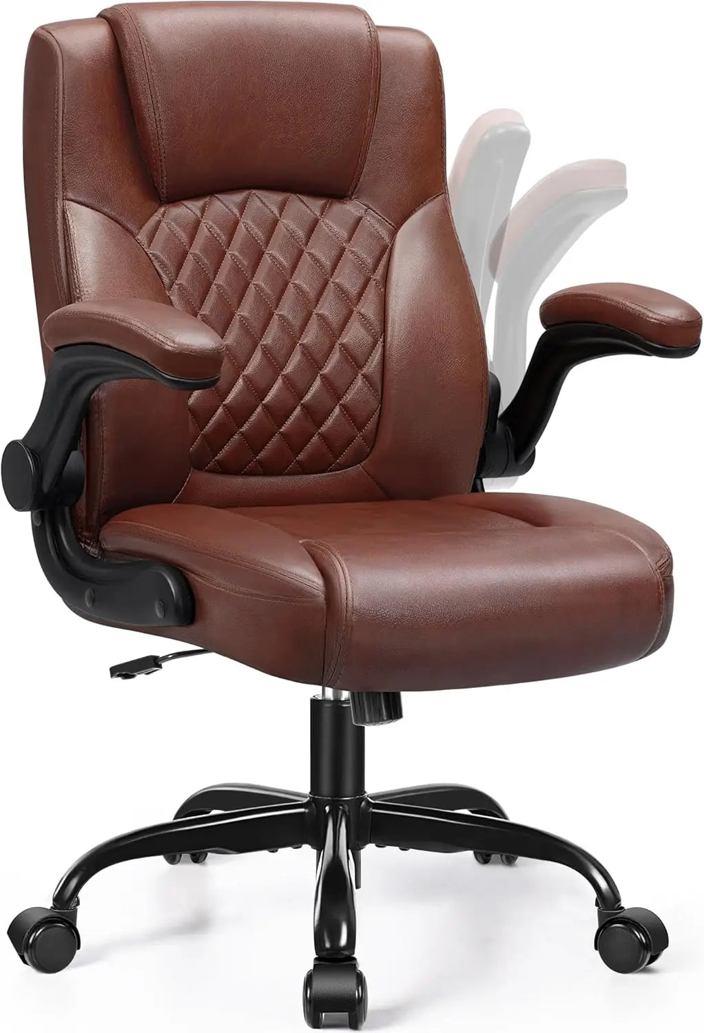 Leather Office Chair Ergonomic Swivel Wheels
