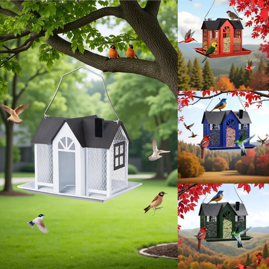 Large Outdoor Bird Feeder with Metal Mesh