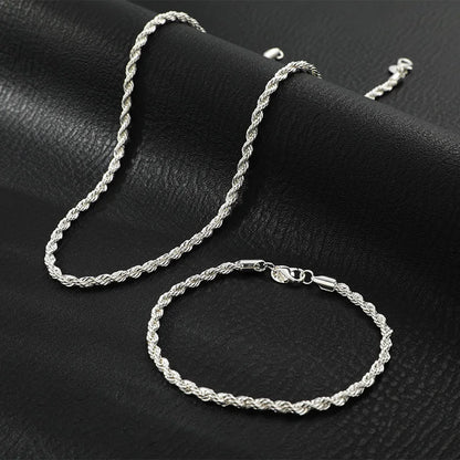 2pcs Silver Plated Necklace Bracelet Set